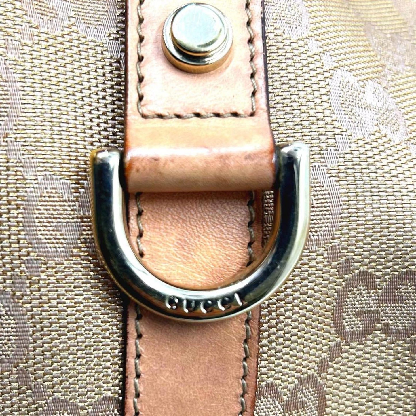 Gucci - Beige GG Canvas Tote Bag with Leather Trim