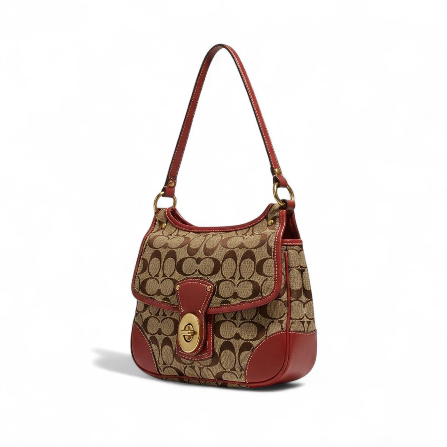 Coach - Signature Canvas Shoulder Bag with Leather