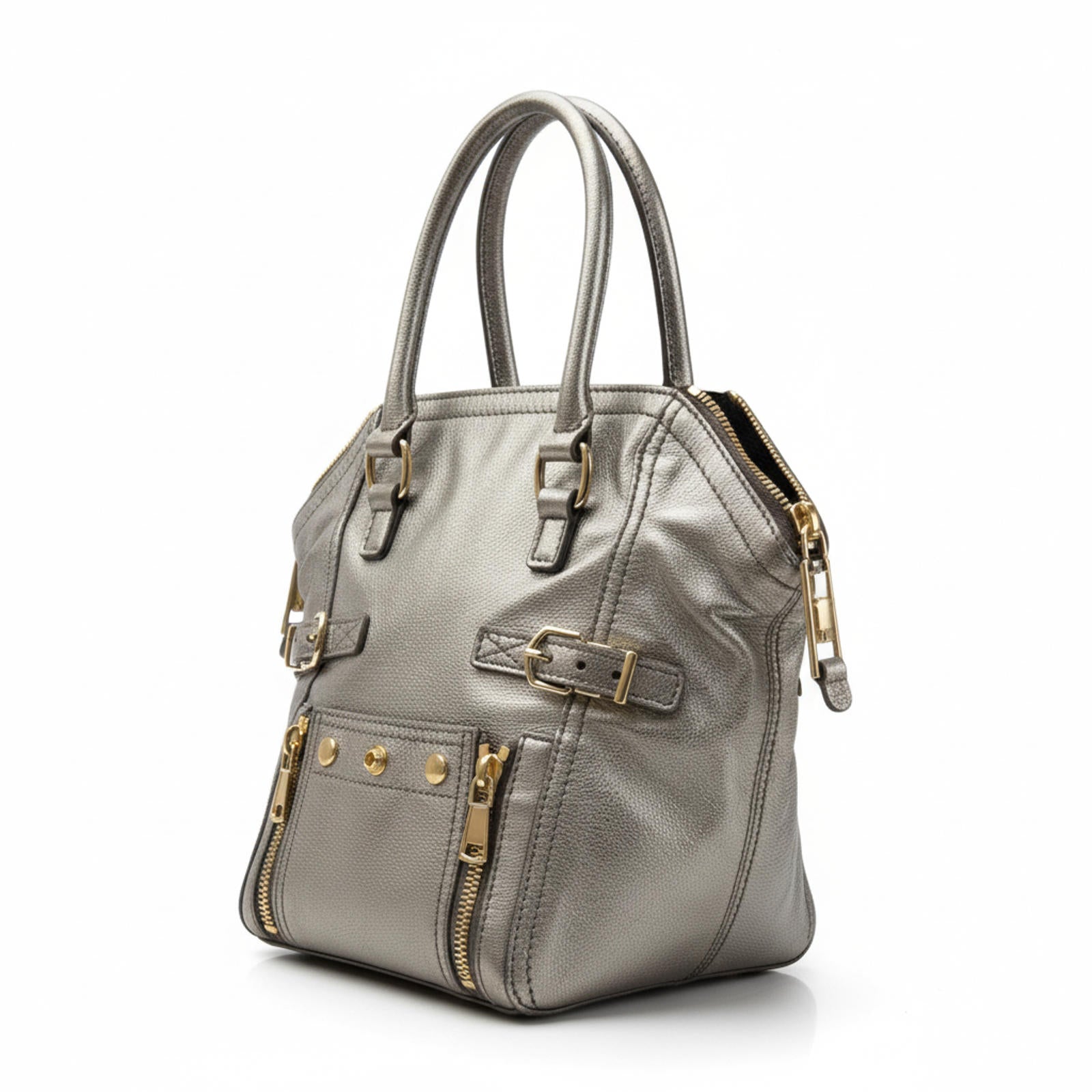 Saint Laurent - Metallic Leather Handbag with Gold-tone