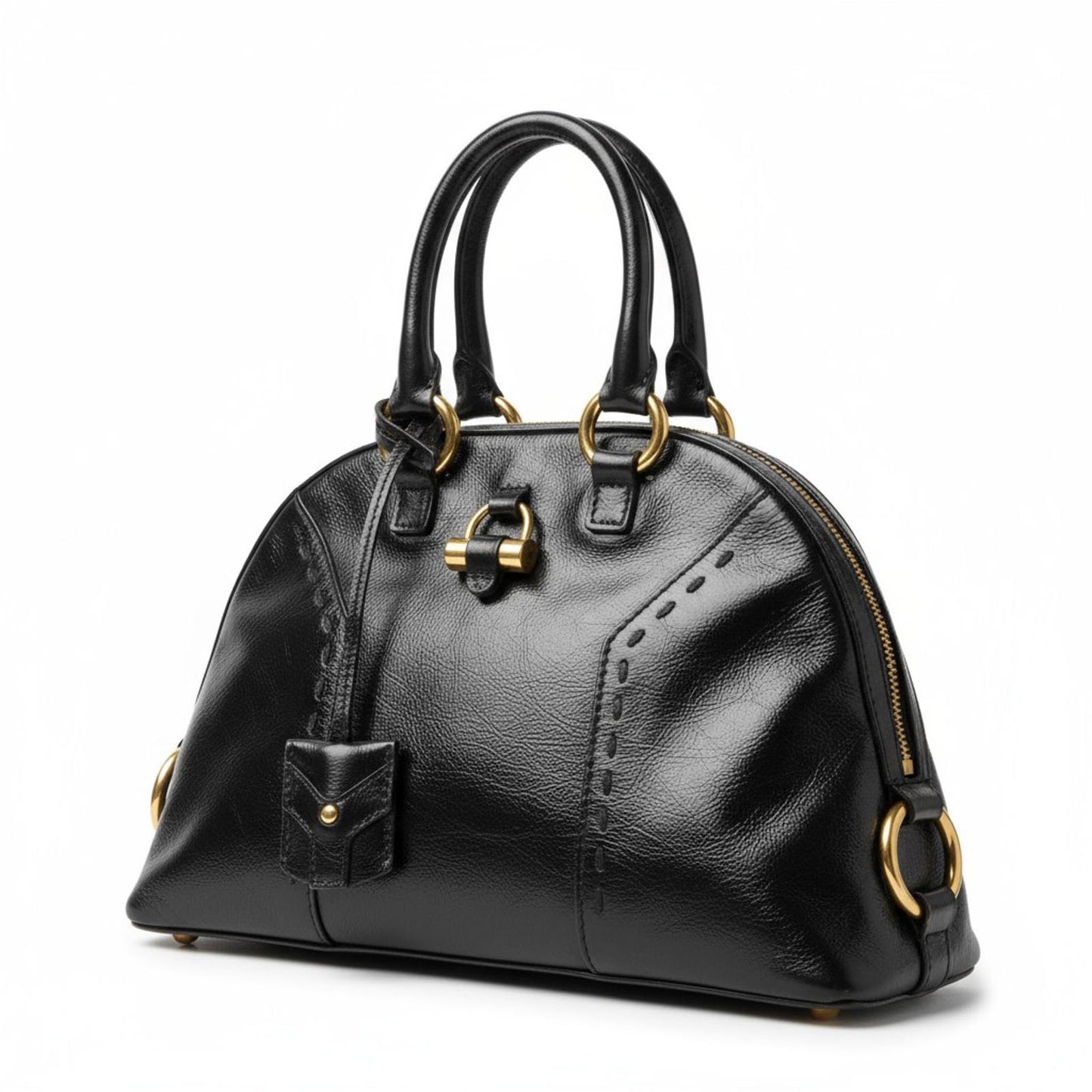 Saint Laurent - Black Leather Satchel Bag