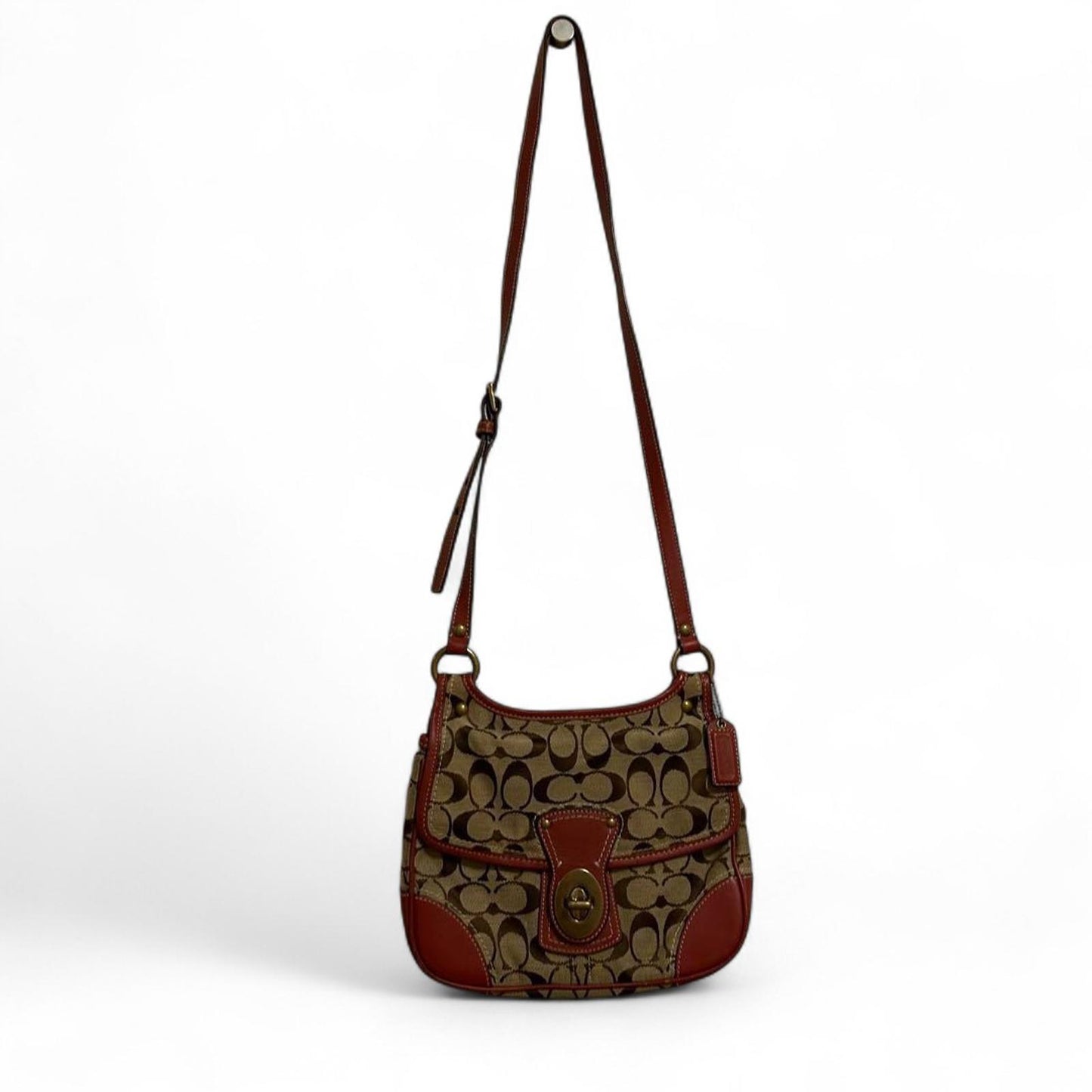 Coach - Signature Canvas Shoulder Bag with Leather