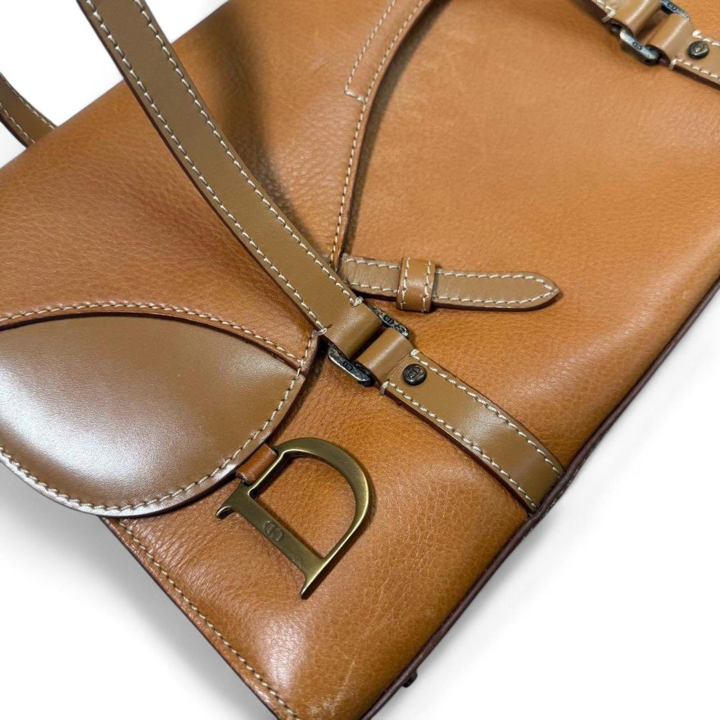 Dior - Brown Leather Shoulder Bag with Double Strap