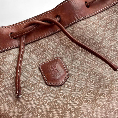 Celine - Vintage Drawstring Shoulder Bag in Brown Monogram