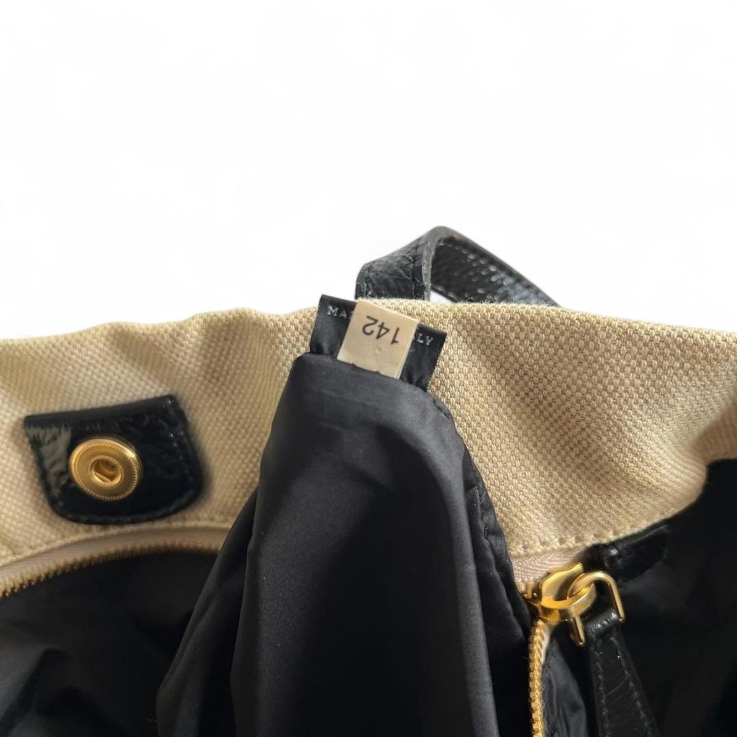 Miu Miu - Canvas Tote Bag Black Leather Handles