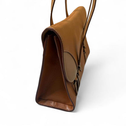 Dior - Brown Leather Shoulder Bag with Double Strap