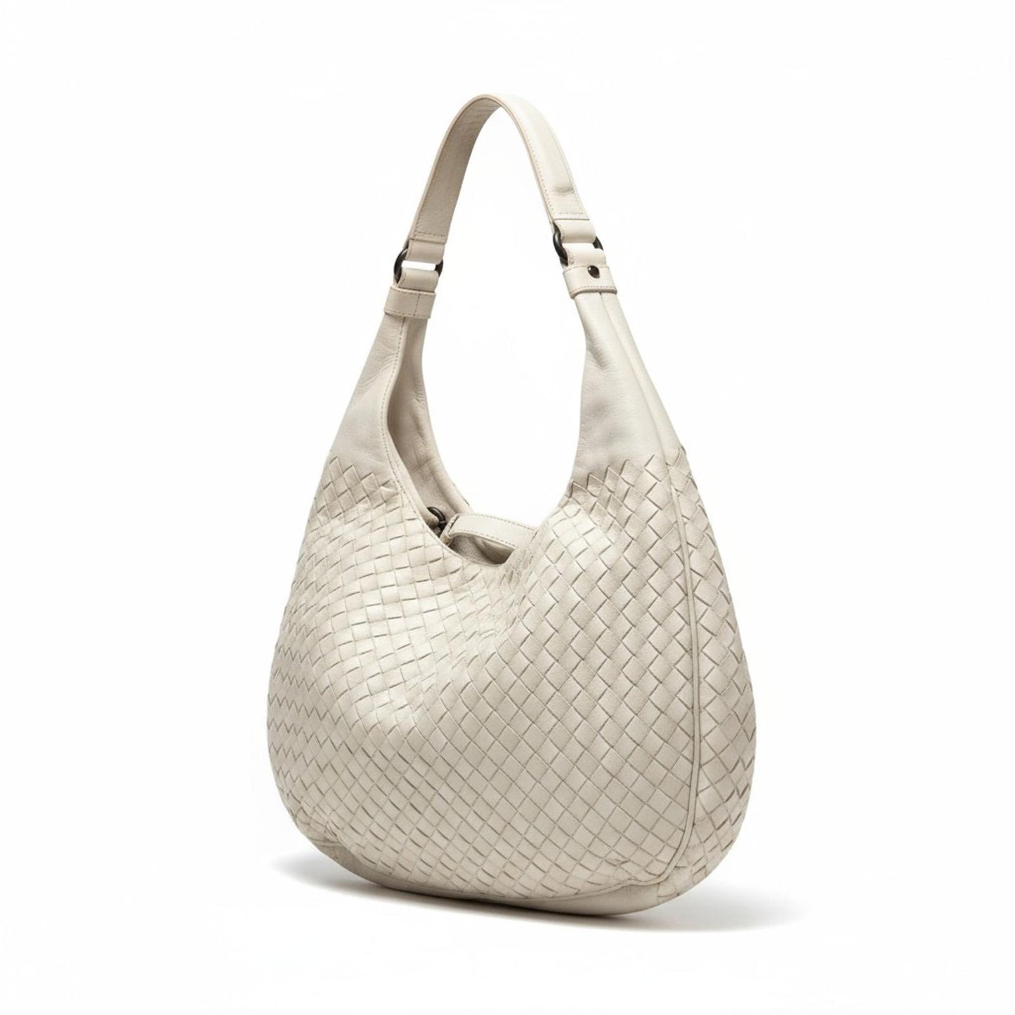 Bottega Veneta - White Woven Leather Shoulder Bag