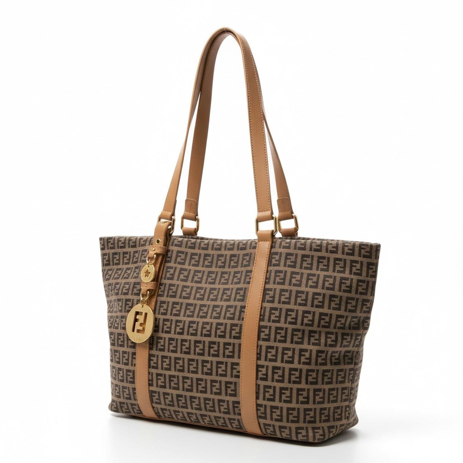 Fendi - Monogram Canvas Tote Bag with Leather Straps