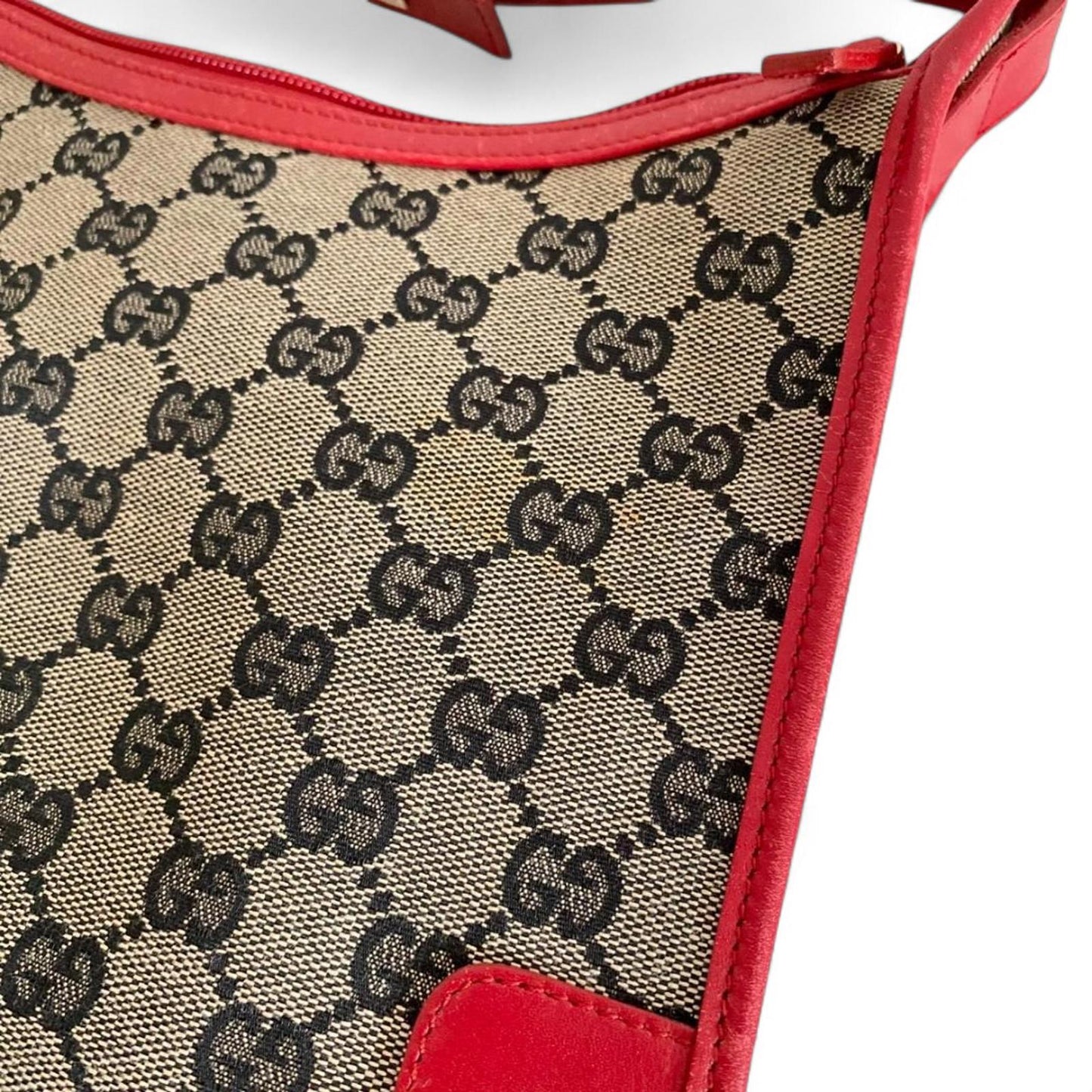 Gucci - Monogram Canvas Shoulder Bag Red Leather