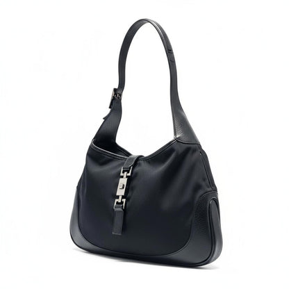 Gucci - Black Jackie Leather Shoulder Bag Silver-Ton