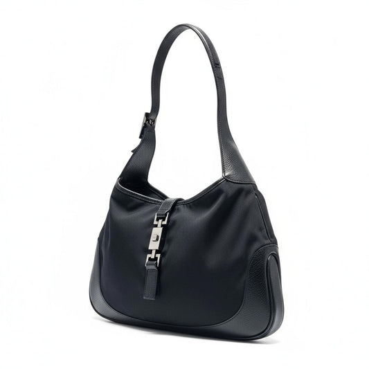Gucci - Black Jackie Leather Shoulder Bag Silver-Ton