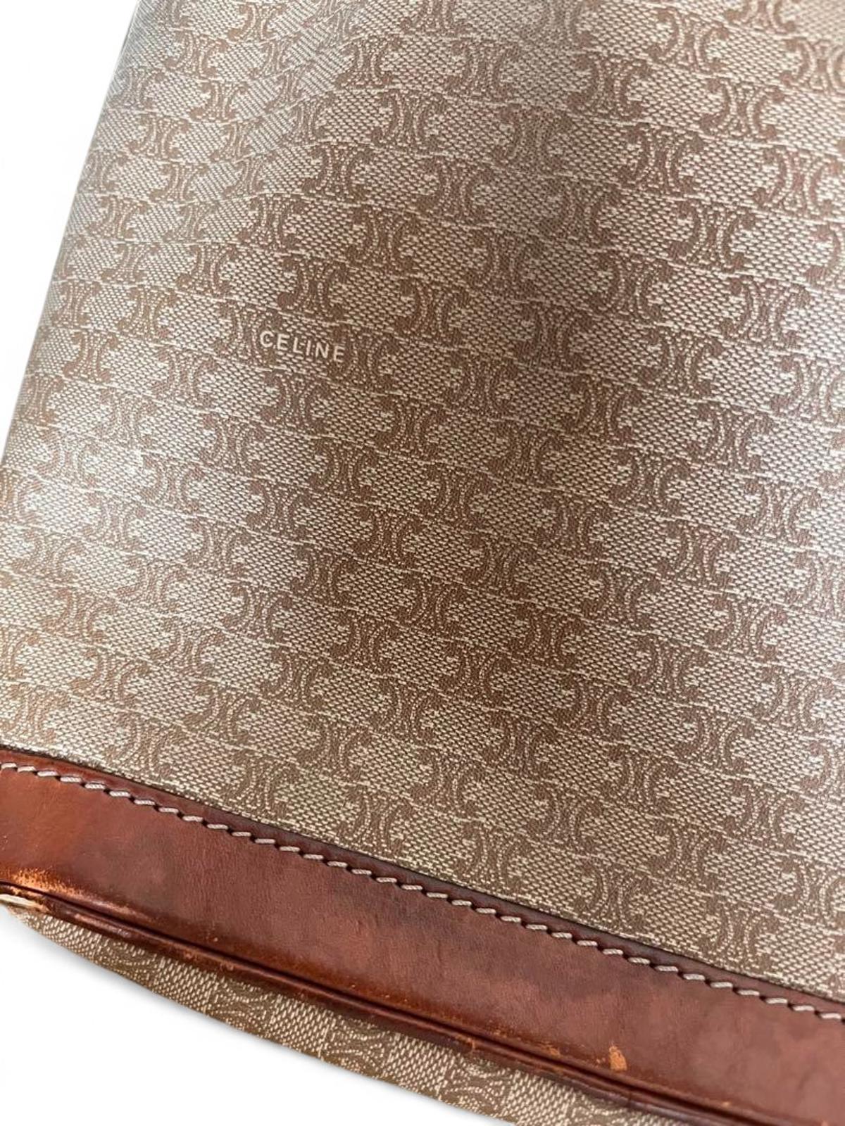 Celine - Vintage Drawstring Shoulder Bag in Brown Monogram