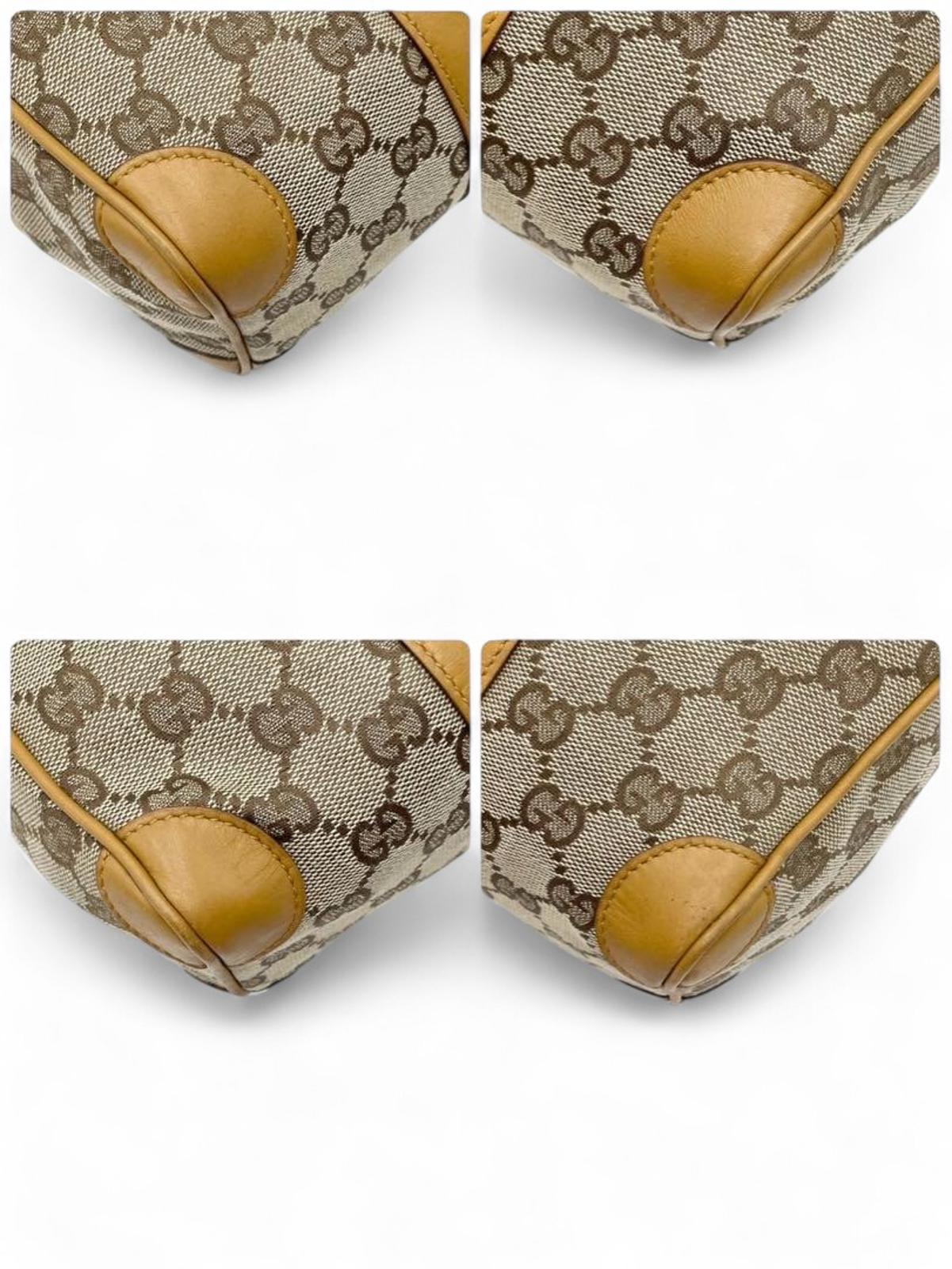 Gucci - Vintage GG Canvas Satchel Bag with Red Stripe