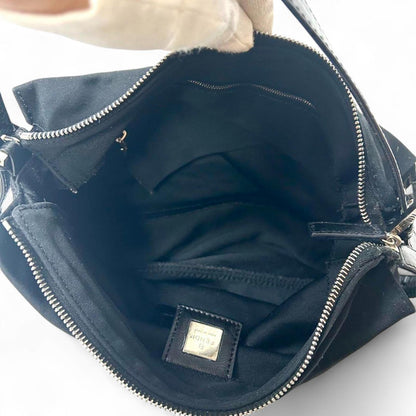 Fendi - Women's Black Shoulder Bag with Silver Buckle