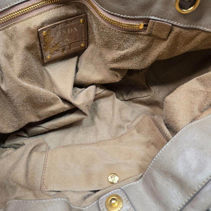 Prada - Beige Leather Handbag with Detachable Strap