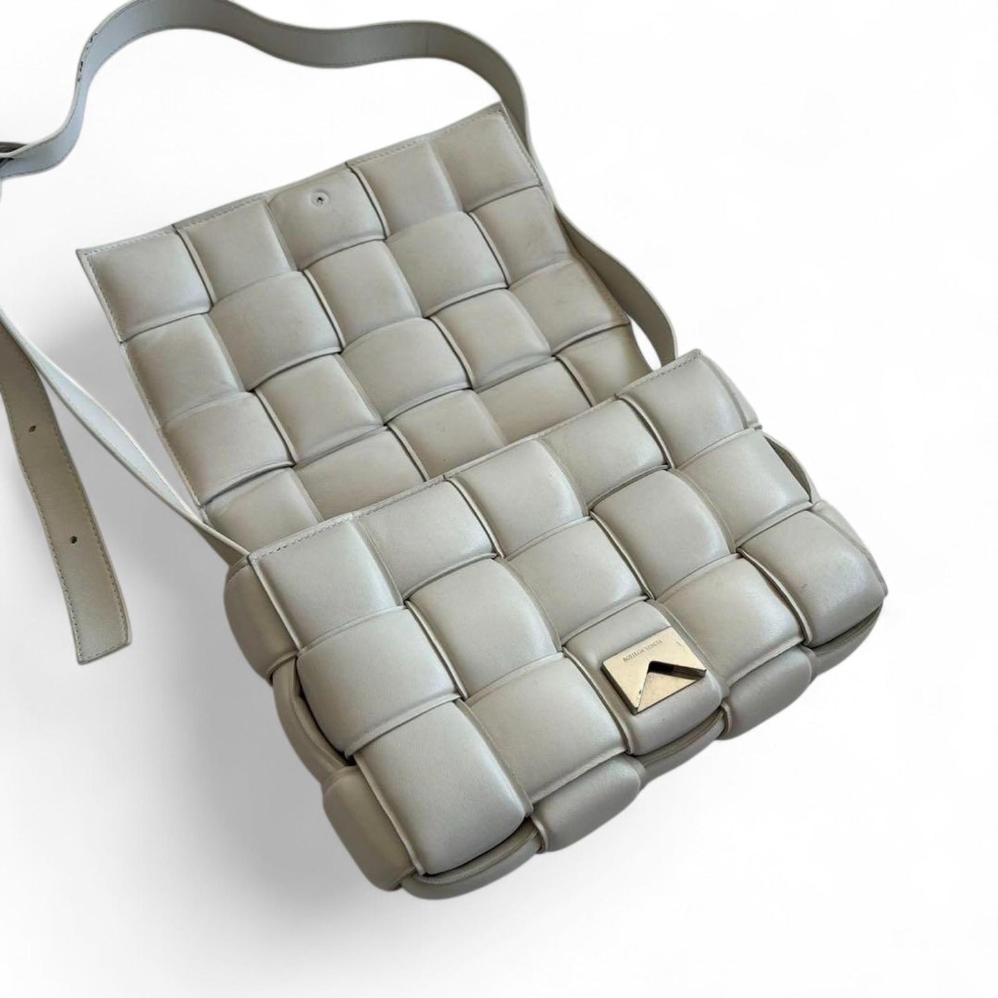 Bottega Veneta - White Woven Leather Shoulder Bag