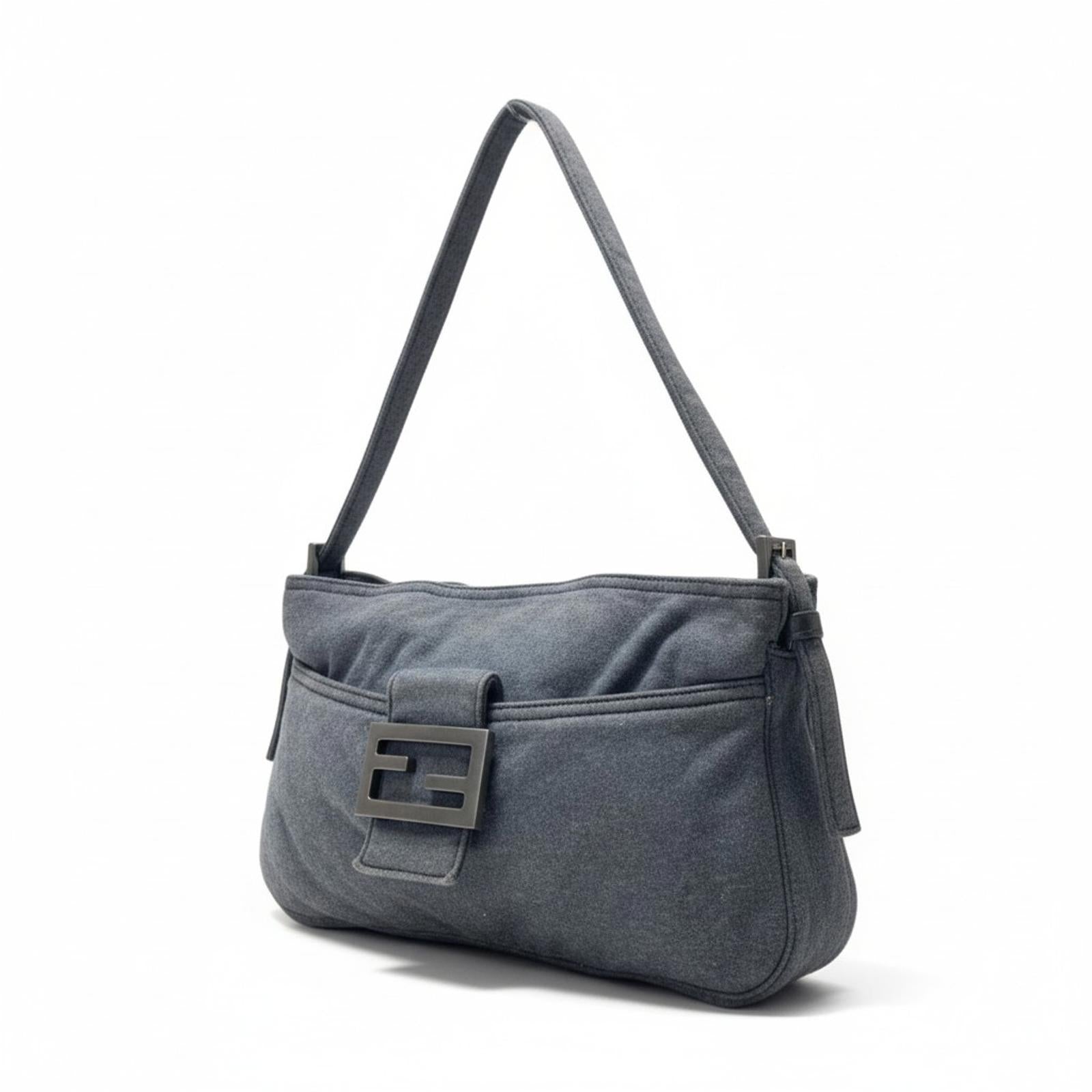 Fendi - Grey Fabric Baguette Shoulder Bag