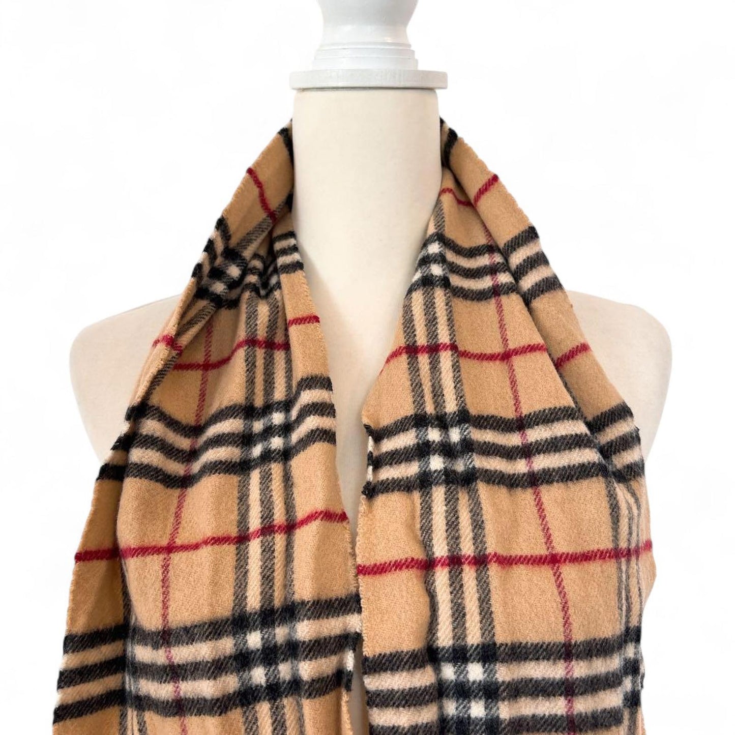 Burberry - Classic Beige Check Cashmere Scarf