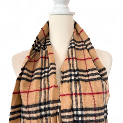 Burberry - Classic Beige Check Cashmere Scarf