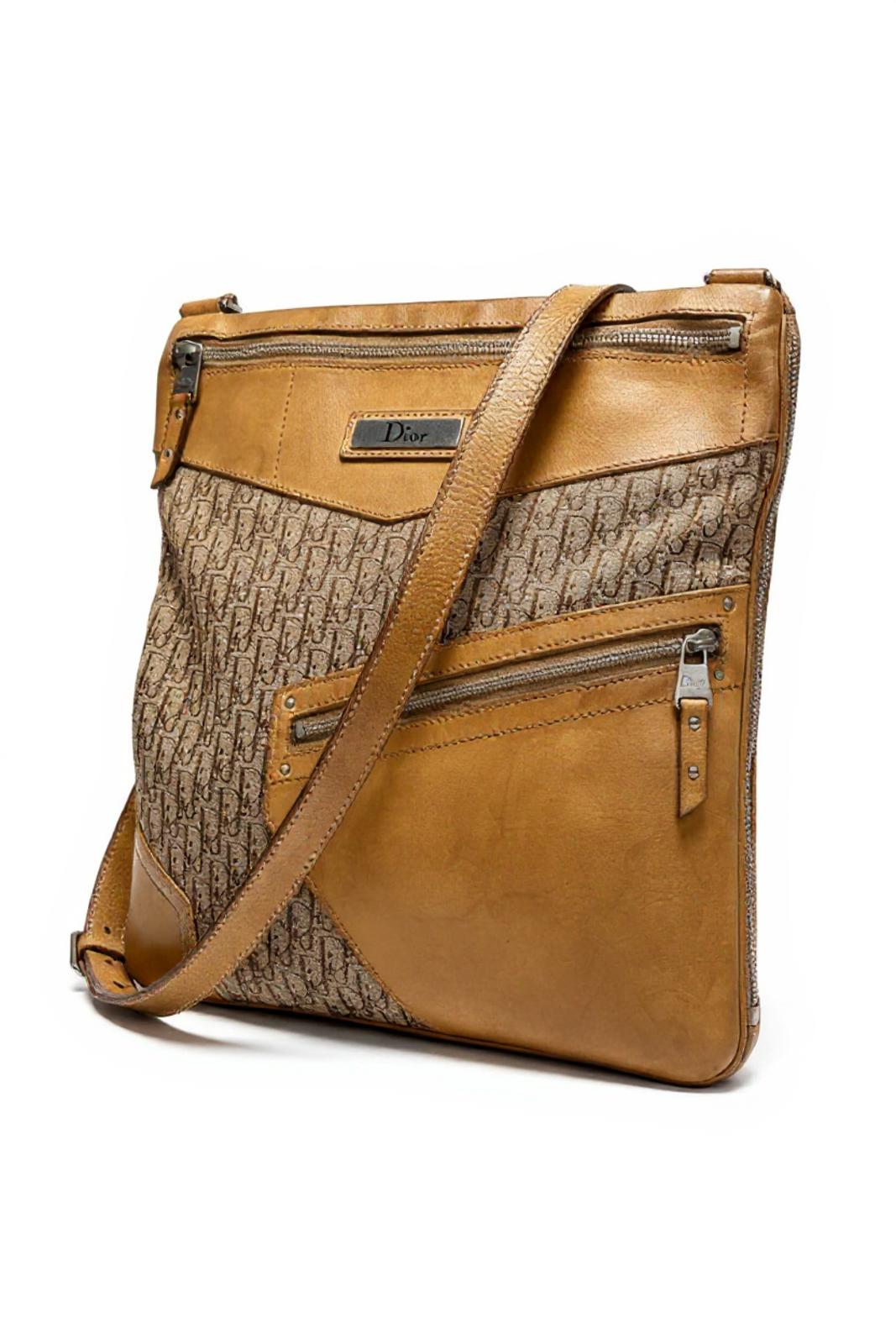 Dior - Vintage Monogram Canvas and Leather Crossbody Bag