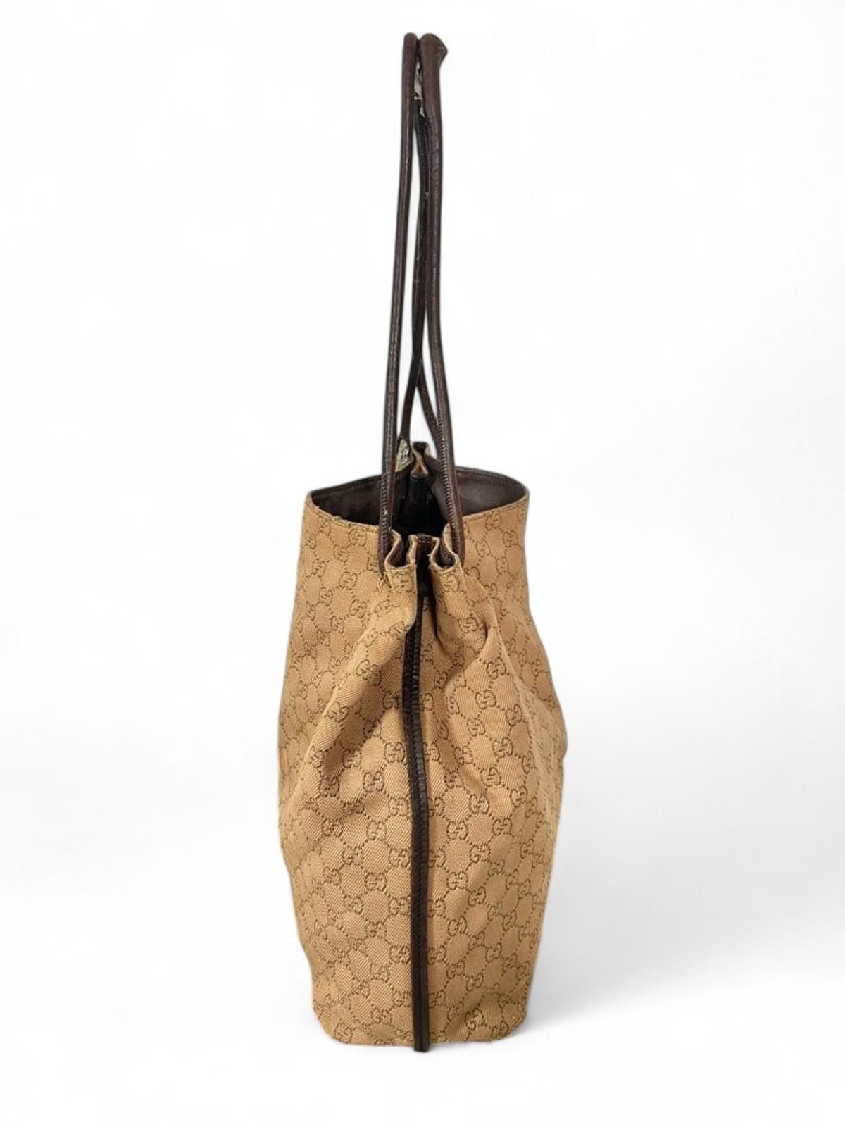 Gucci - Beige Monogram Canvas Shoulder Bag