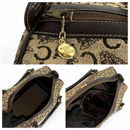 Celine - Vintage Monogram Canvas Handbag with Black Leather