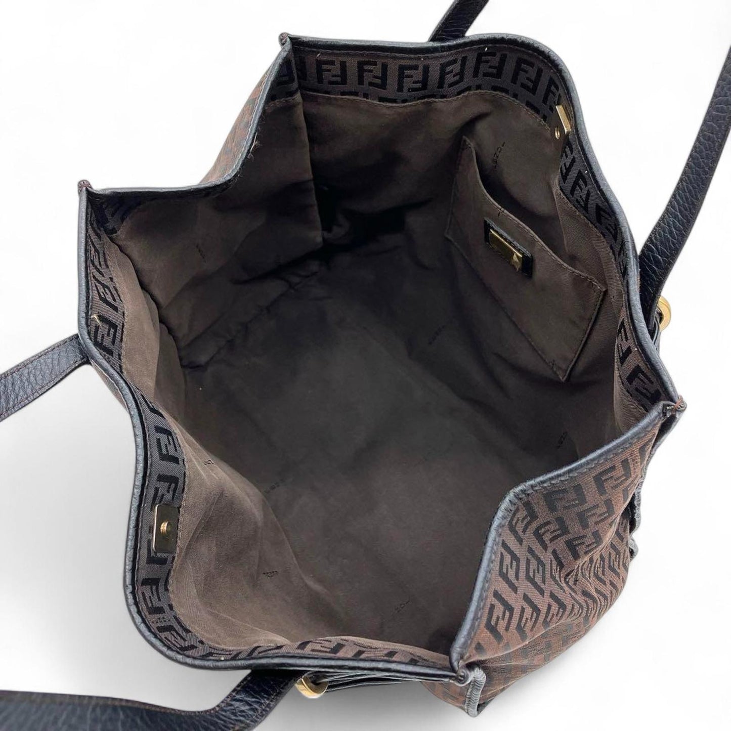 Fendi - Brown FF Logo Canvas Tote Bag