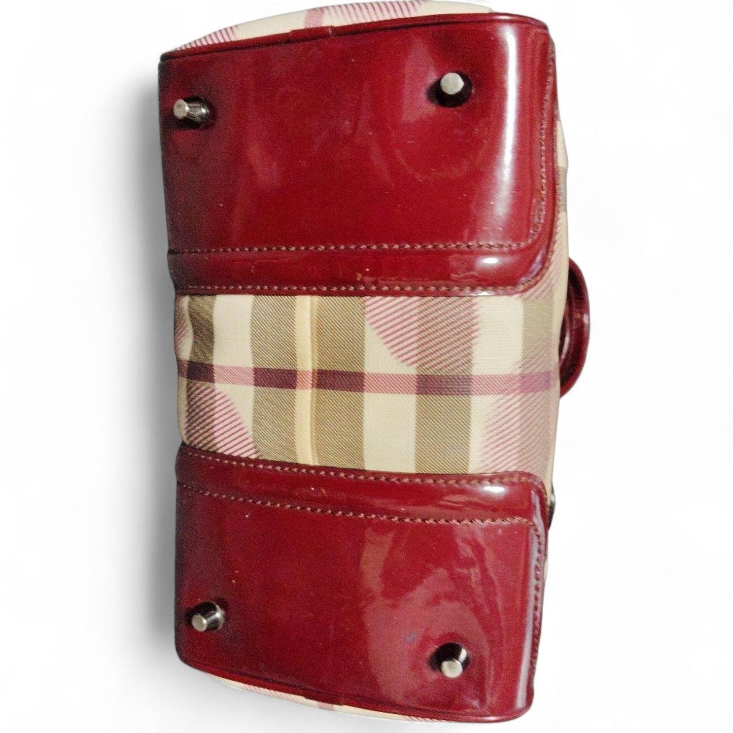 Burberry - Women's Satchel Bag in Beige and Red Checkered