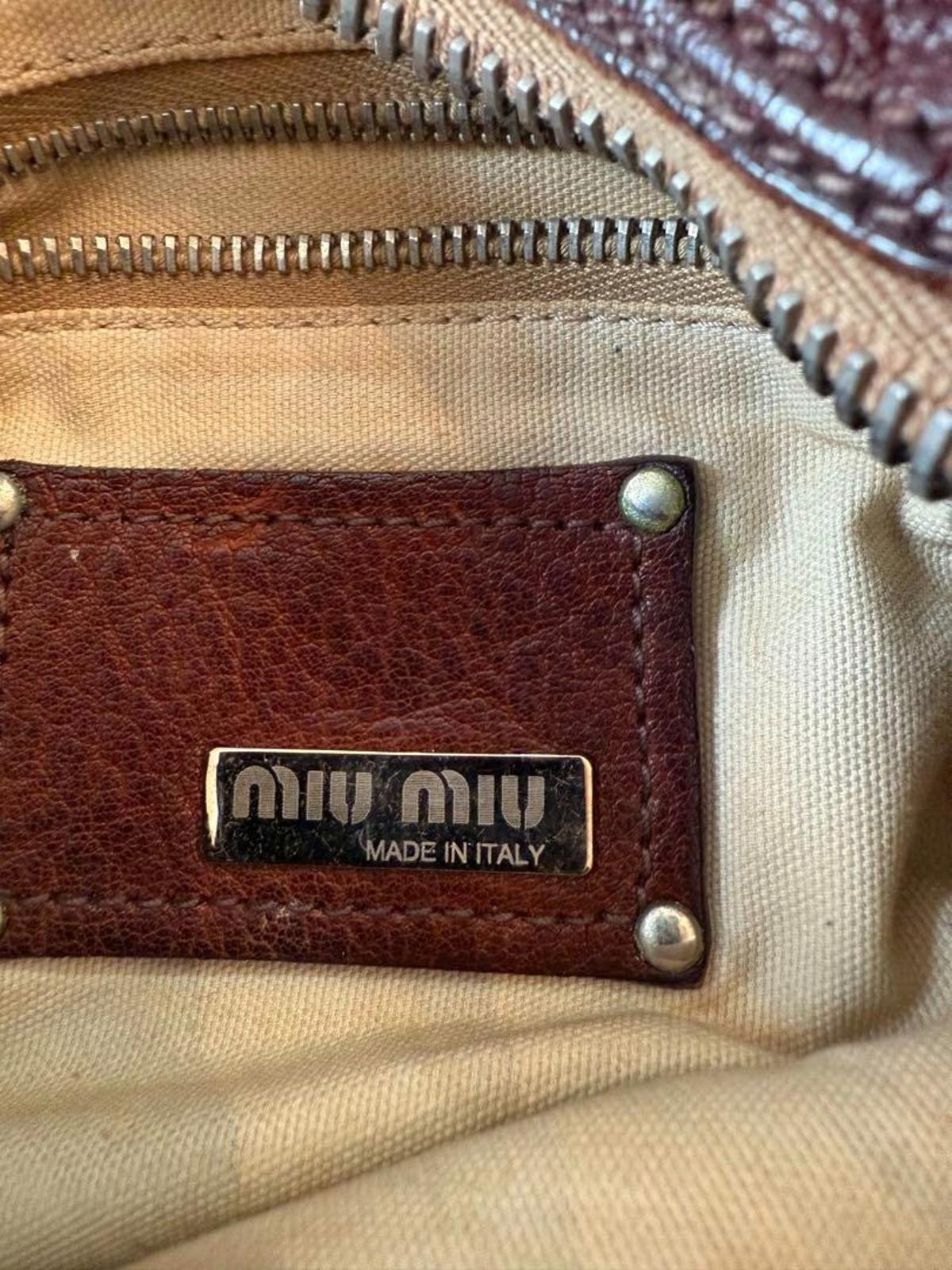 Miu Miu- Brown Leather Women's Shoulder Bag with Butterfly-