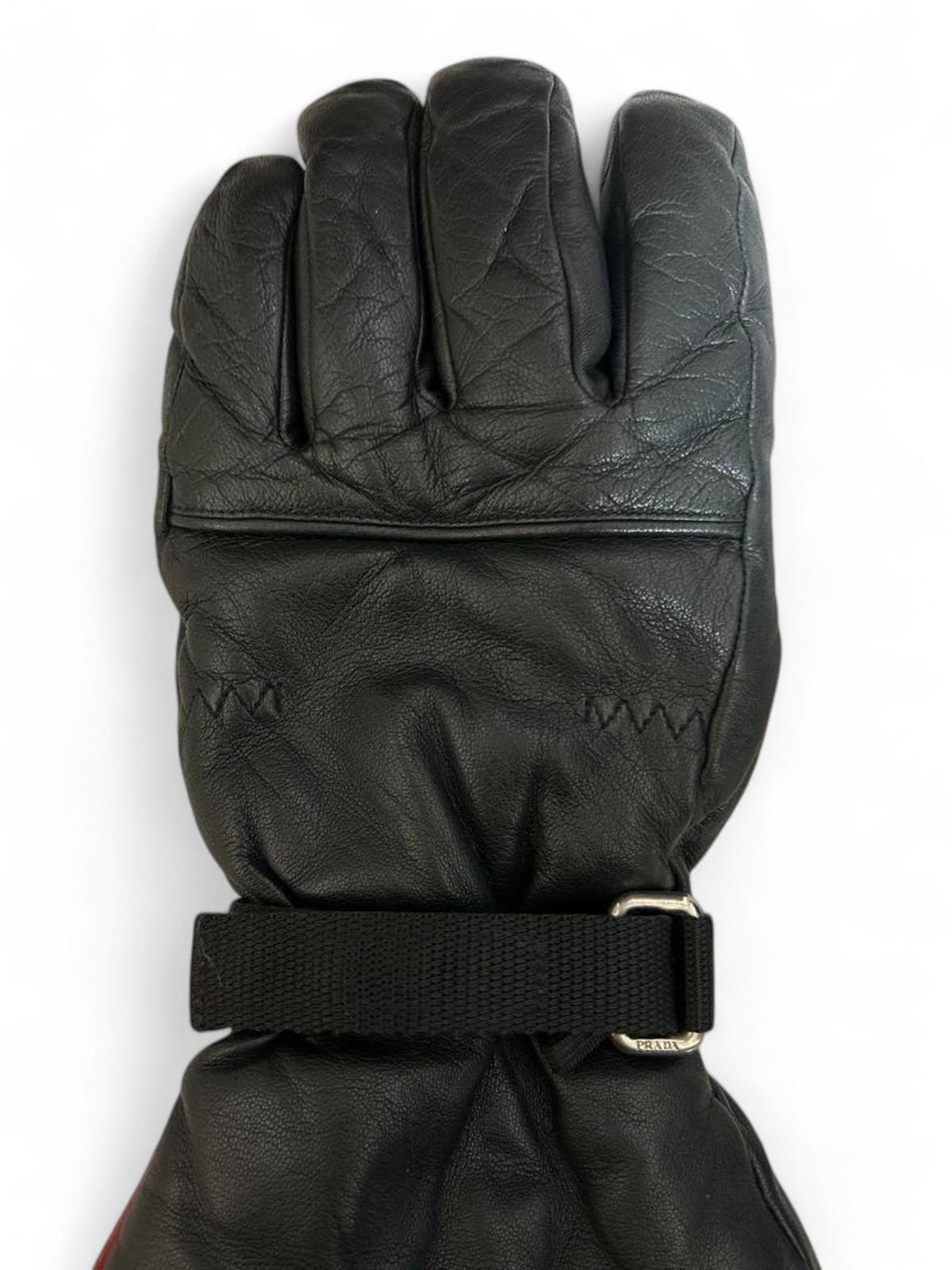 Prada - Black Leather Ice Hockey Protective Gloves