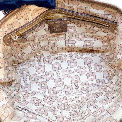 Gucci - Beige Monogram Canvas Handbag with Gold Accents