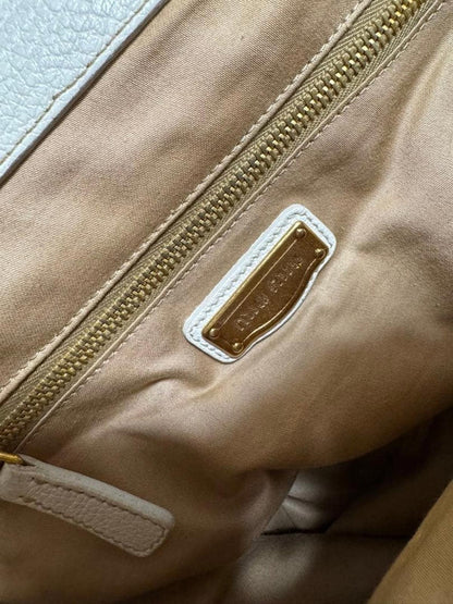 Miu Miu - White Leather Handbag with Gold Hardware