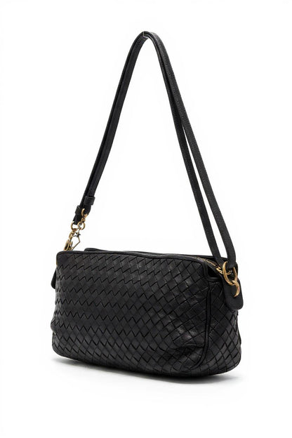Bottega Veneta - Black Woven Leather Shoulder Bag