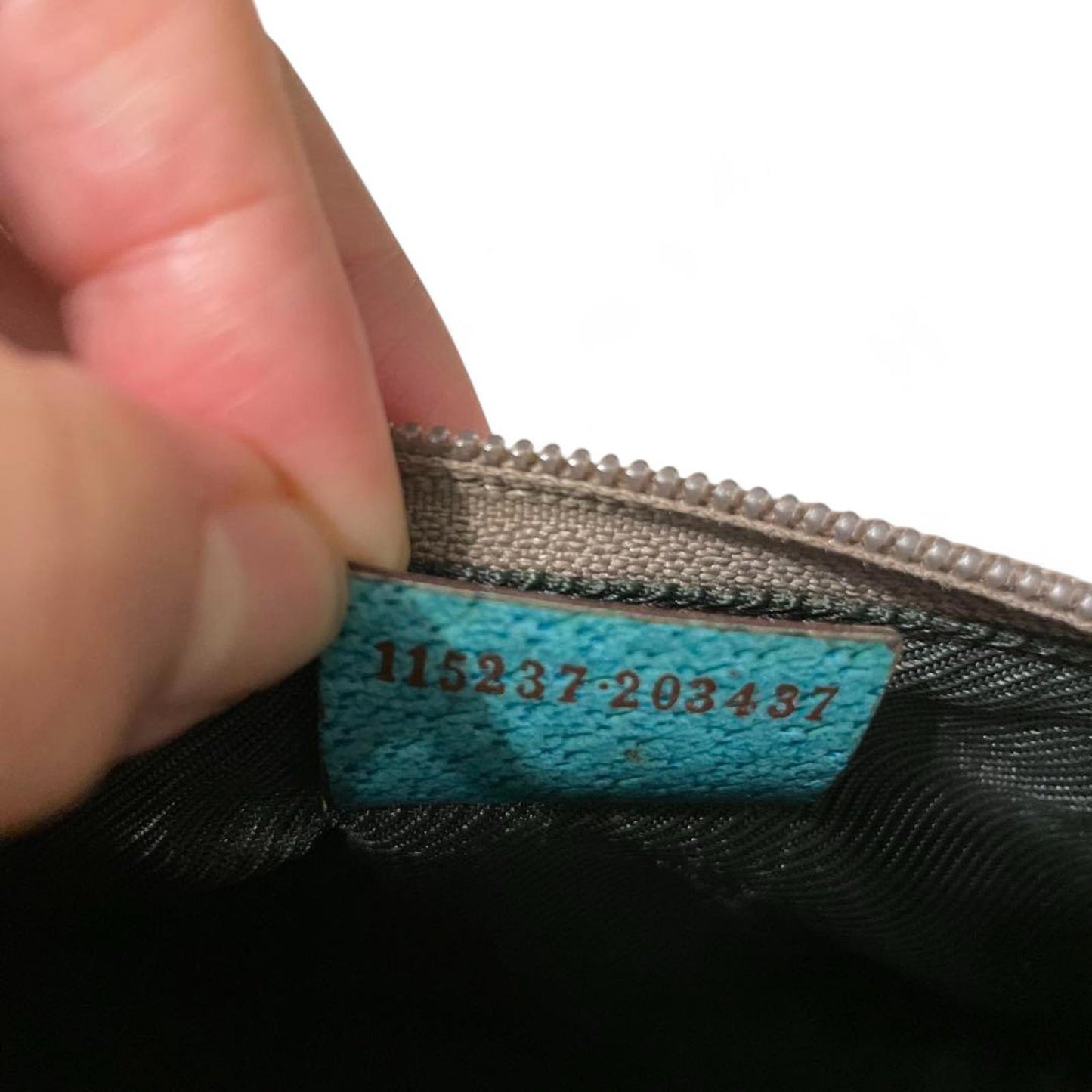 Gucci - Monogram Canvas Pouch with Turquoise Leather Trim