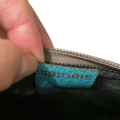 Gucci - Monogram Canvas Pouch with Turquoise Leather Trim