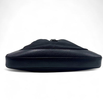 Gucci - Black Jackie Leather Shoulder Bag Silver-Ton