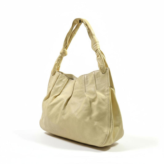 Miu Miu- Beige Leather Handbag with Knotted Handles