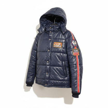 Hysteric Glamour - Men's Navy Blue Puffer Jacket with Hood