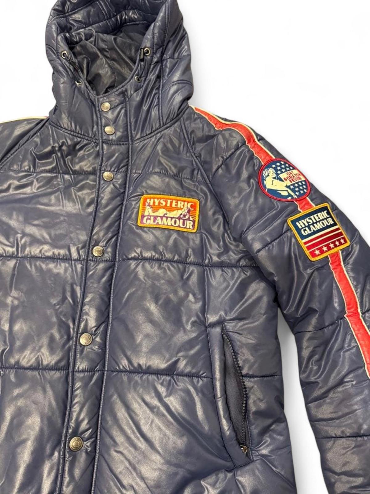 Hysteric Glamour - Men's Navy Blue Puffer Jacket with Hood