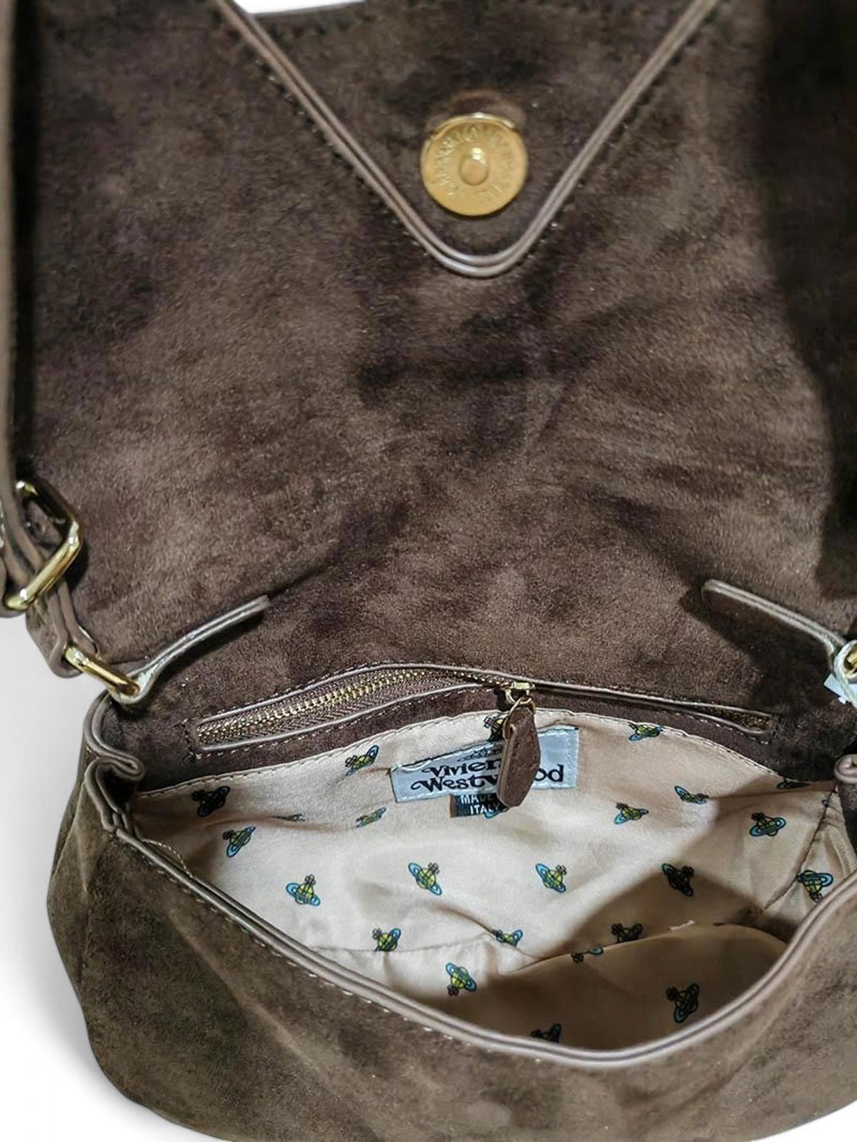 Vivienne Westwood - Brown Suede Shoulder Bag with Orb Logo