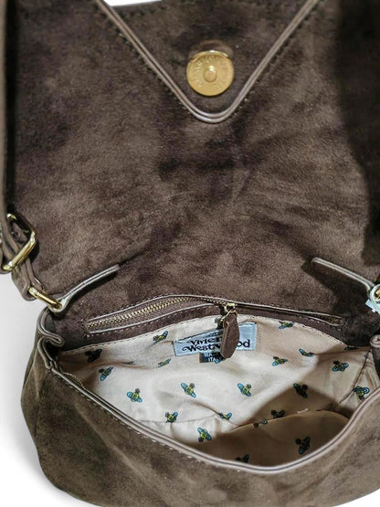 Vivienne Westwood - Brown Suede Shoulder Bag with Orb Logo