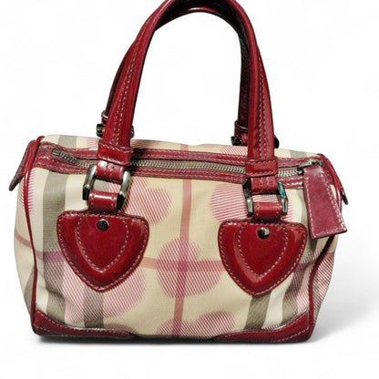 Burberry - Women's Satchel Bag in Beige and Red Checkered