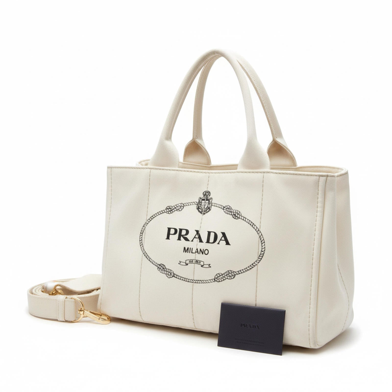 Prada - White Canvas Tote Bag