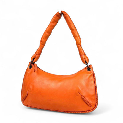 Bottega Veneta - Intrecciato Orange Leather Shoulder Bag