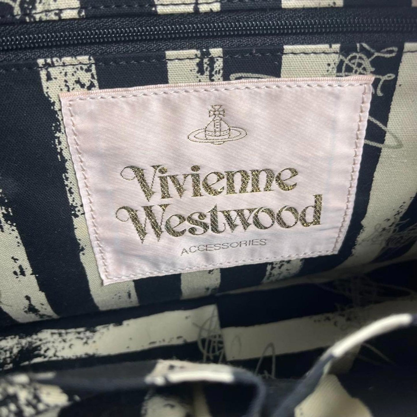 Vivienne Westwood - Taupe Leather Handbag with Crocodile Pattern Accen