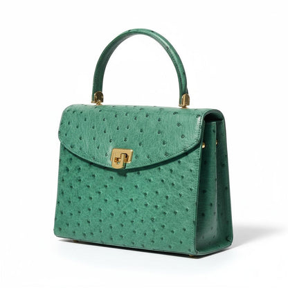 Maurice Lacroix - Green Ostrich Leather Structured Handbag