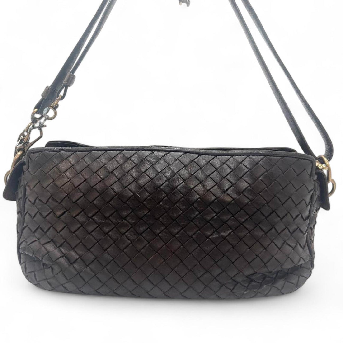 Bottega Veneta - Black Woven Leather Shoulder Bag