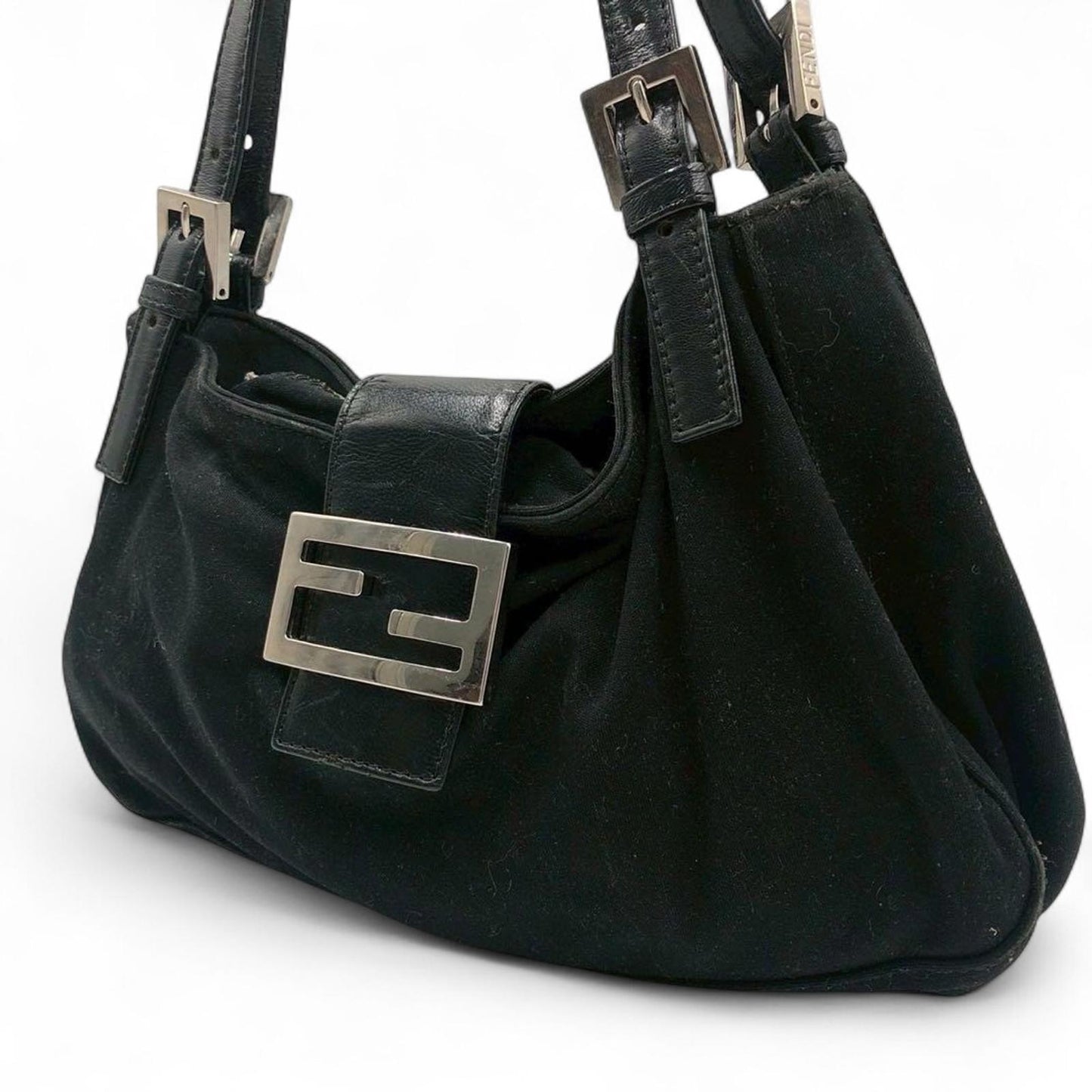 Fendi - Black Shoulder Bag Silver Buckle Detail