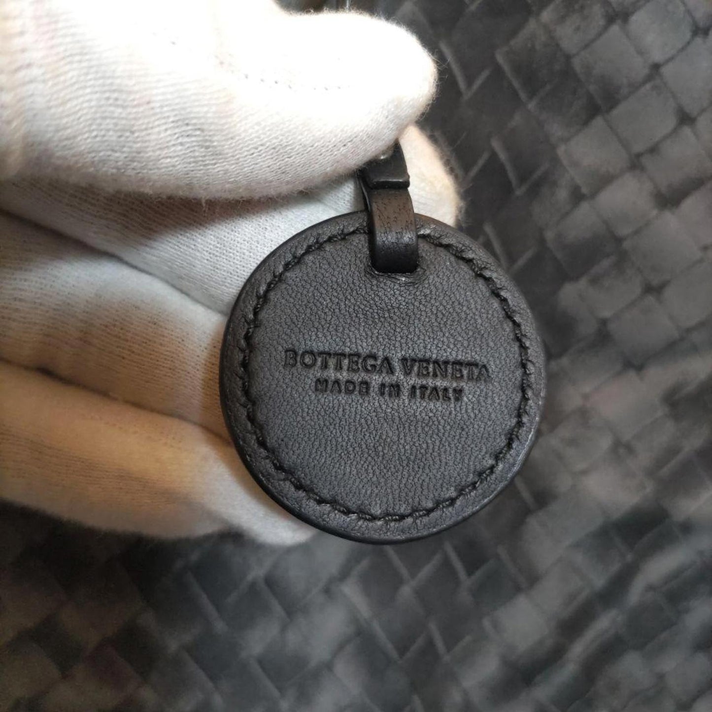 Butterfly Logo Brand - Black Woven Leather Tote Bag