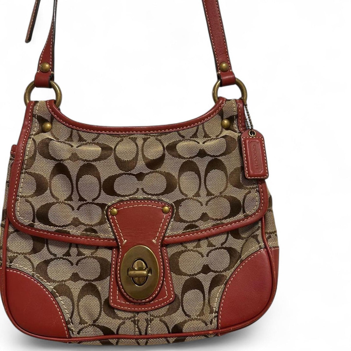 Coach - Signature Canvas Shoulder Bag with Leather
