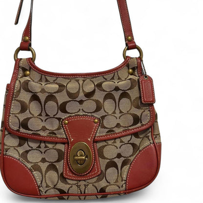 Coach - Signature Canvas Shoulder Bag with Leather